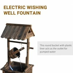 Outsunny Carbonized Wooden Wishing Well Water Fountain with Electric Pump -Online Orchards store outsunny freestanding fountains 844 099 fa 1000