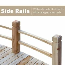 Outsunny 60 in. x 26.5 in. x 19 in. Wooden Stained Finish Garden Footbridge with Safety Railings 8 Outsunny 60 in. x 26.5 in. x 19 in. Wooden Stained Finish Garden Footbridge with Safety Railings -Online Orchards store outsunny garden bridges 844 100 4f 1000