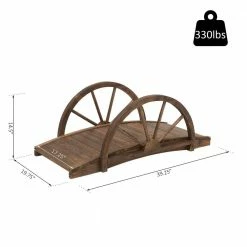 Outsunny 39.25 in. x 19.75 in. x 14.5 in. Stained Wooden Garden Arc Bridge with Half-Wheel Railings -Online Orchards store outsunny garden bridges 844 252 fa 1000
