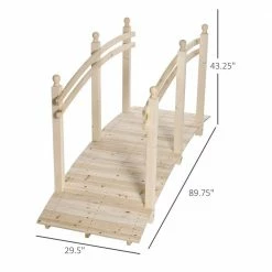 Outsunny Natural 7.5 ft. Wooden Arc Walkway Garden Bridge with Side Railings -Online Orchards store outsunny garden bridges 844 326nd 4f 1000
