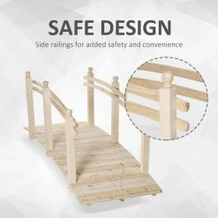 Outsunny Natural 7.5 ft. Wooden Arc Walkway Garden Bridge with Side Railings -Online Orchards store outsunny garden bridges 844 326nd fa 1000