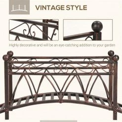 Outsunny 3.3 ft. Classic Garden Metal Bridge with Safety Railings Arc Footbridge Decorative Pond Bridge -Online Orchards store outsunny garden bridges 844 453 44 1000
