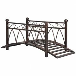 Outsunny 3.3 ft. Classic Garden Metal Bridge with Safety Railings Arc Footbridge Decorative Pond Bridge