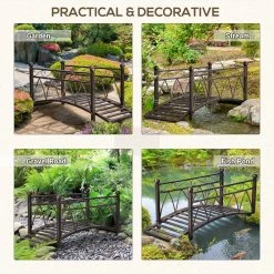 Outsunny 3.3 ft. Classic Garden Metal Bridge with Safety Railings Arc Footbridge Decorative Pond Bridge -Online Orchards store outsunny garden bridges 844 453 fa 1000