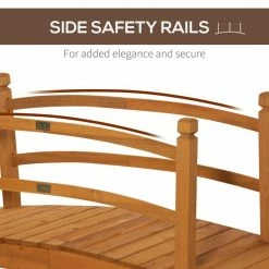 Outsunny Orange 4.7 ft. Wooden Arc Footbridge with Side Rails -Online Orchards store outsunny garden bridges 844 456og 1f 1000