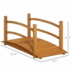 Outsunny Orange 4.7 ft. Wooden Arc Footbridge with Side Rails -Online Orchards store outsunny garden bridges 844 456og 4f 1000