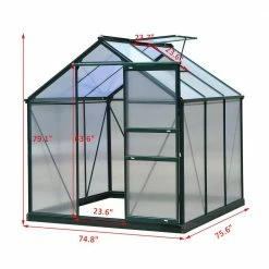 Outsunny 6 ft. x 6 ft. x 7 ft. Aluminum Polycarbonate Portable Walk-In Garden Greenhouse with Rooftop Vent and UV-Resistant Walls -Online Orchards store outsunny greenhouse kits 845 058 4f 1000