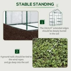 Outsunny 29 in. W x 56 72 in. D x 77 72 in. H Steel Dark Green Walk-in Greenhouse with 3-Tier Shelving -Online Orchards store outsunny greenhouse kits 845 139v01 76 1000