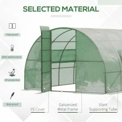 Outsunny Large 10 ft. W x 19 ft. D x 7 ft. H Galvanised Steel Green Walk-in Tunnel Greenhouse -Online Orchards store outsunny greenhouse kits 845 143v01 1f 1000