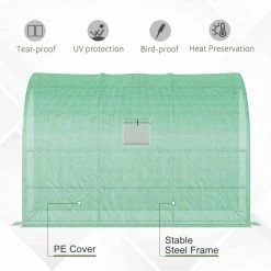 Outsunny 59 in. W x 118 in. D x 83.75 in. H Outdoor Walk-In Greenhouse, Plant Nursery -Online Orchards store outsunny greenhouse kits 845 302v01gn fa 1000