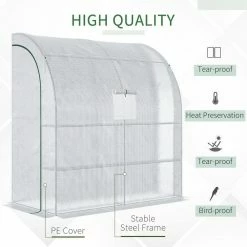 Outsunny 3 ft. W x 7 ft. D x 7 ft. H Steel White Walk-In Greenhouse with Roll-up Windows and PE Cover -Online Orchards store outsunny greenhouse kits 845 304v04 1f 1000