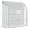 Outsunny 3 ft. W x 7 ft. D x 7 ft. H Steel White Walk-In Greenhouse with Roll-up Windows and PE Cover