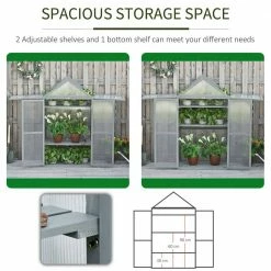Outsunny 18.25 in. x 31.5 in. x 54.25 in. Wood Grey Greenhouse with Adjustable Shelves and Double Doors -Online Orchards store outsunny greenhouse kits 845 370gy 44 1000