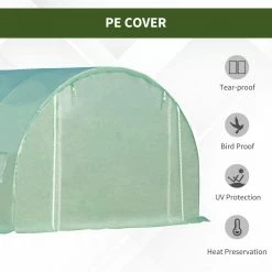 Outsunny 9.8 ft. x 9.8 ft. x 6.6 ft. Metal PE Greenhouse with High-Quality Cover, Zipper Doors and Windows -Online Orchards store outsunny greenhouse kits 845 401 1f 1000