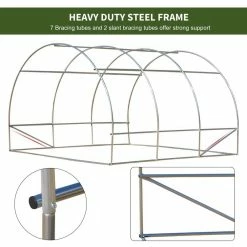 Outsunny 9.8 ft. x 9.8 ft. x 6.6 ft. Metal PE Greenhouse with High-Quality Cover, Zipper Doors and Windows -Online Orchards store outsunny greenhouse kits 845 401 4f 1000