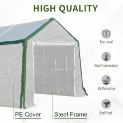 Outsunny 9.8 ft. x 19.7 ft. x 7.9 ft. Polyethylene Cover White Greenhouse with Roll-Up Door and 8 Windows -Online Orchards store outsunny greenhouse kits 845 409 1f 1000