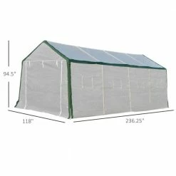 Outsunny 9.8 ft. x 19.7 ft. x 7.9 ft. Polyethylene Cover White Greenhouse with Roll-Up Door and 8 Windows -Online Orchards store outsunny greenhouse kits 845 409 4f 1000