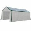 Outsunny 9.8 ft. x 19.7 ft. x 7.9 ft. Polyethylene Cover White Greenhouse with Roll-Up Door and 8 Windows