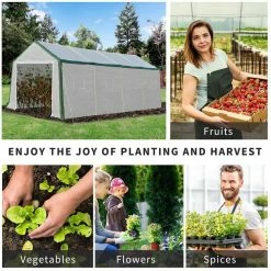 Outsunny 9.8 ft. x 19.7 ft. x 7.9 ft. Polyethylene Cover White Greenhouse with Roll-Up Door and 8 Windows -Online Orchards store outsunny greenhouse kits 845 409 76 1000
