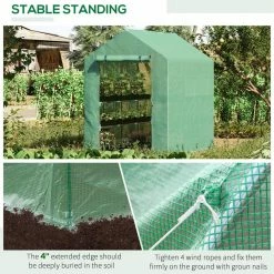Outsunny 5 ft. W x 7 ft. D x 6 ft. H Steel Green 3-Tier Tunnel Greenhouse with Zipped Roll-up Door and PE Cover -Online Orchards store outsunny greenhouse kits 845 411v02 1f 1000