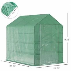 Outsunny 5 ft. W x 7 ft. D x 6 ft. H Steel Green 3-Tier Tunnel Greenhouse with Zipped Roll-up Door and PE Cover -Online Orchards store outsunny greenhouse kits 845 411v02 4f 1000