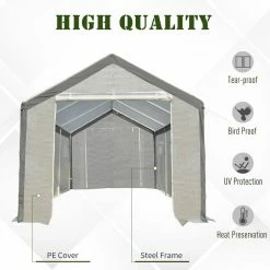 Outsunny 9.8 ft. x 19.7 ft. x 9.2 ft. Polyethylene White Greenhouse with 2 Roll-up Doors and 6 Windows -Online Orchards store outsunny greenhouse kits 845 412 1f 1000