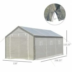 Outsunny 9.8 ft. x 19.7 ft. x 9.2 ft. Polyethylene White Greenhouse with 2 Roll-up Doors and 6 Windows -Online Orchards store outsunny greenhouse kits 845 412 4f 1000