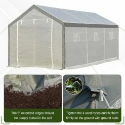 Outsunny 9.8 ft. x 19.7 ft. x 9.2 ft. Polyethylene White Greenhouse with 2 Roll-up Doors and 6 Windows -Online Orchards store outsunny greenhouse kits 845 412 fa 1000