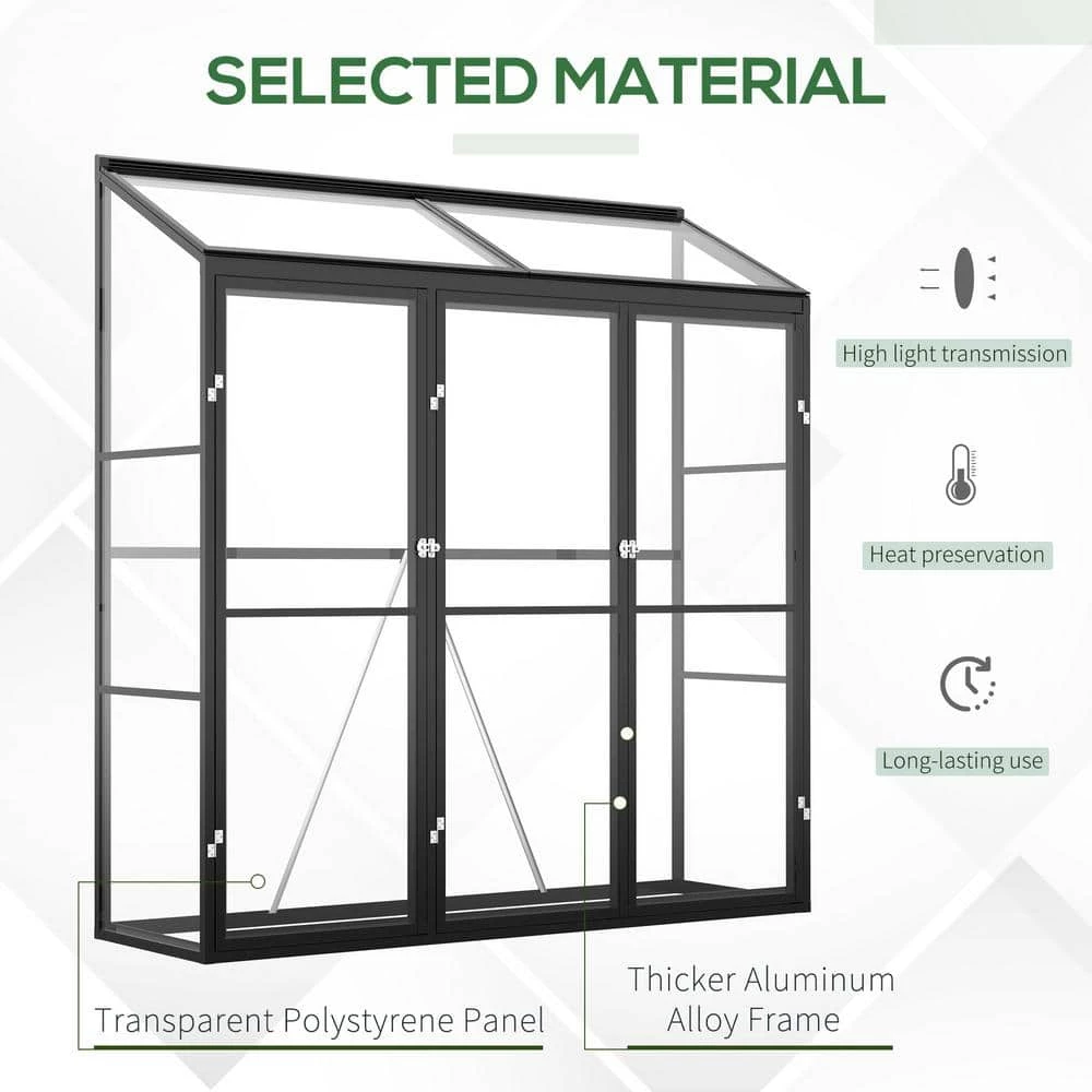Outsunny 1.8 ft. W x 5.9 ft. L x 6.2 ft. H Aluminum Clear Walk-in Garden Greenhouse with 2 Adjustable Roof Vents and 3 Doors 4 Outsunny 1.8 ft. W x 5.9 ft. L x 6.2 ft. H Aluminum Clear Walk-in Garden Greenhouse with 2 Adjustable Roof Vents and 3 Doors - Image 4
