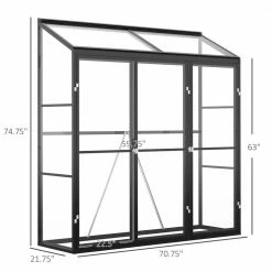 Outsunny 1.8 ft. W x 5.9 ft. L x 6.2 ft. H Aluminum Clear Walk-in Garden Greenhouse with 2 Adjustable Roof Vents and 3 Doors 7 Outsunny 1.8 ft. W x 5.9 ft. L x 6.2 ft. H Aluminum Clear Walk-in Garden Greenhouse with 2 Adjustable Roof Vents and 3 Doors -Online Orchards store outsunny greenhouse kits 845 524 4f 1000