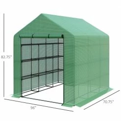 Outsunny 96 in. L x 70.75 in. W x 82.75 in. H Portable Water/UV Walk-In Greenhouse Hot House with 18 Shelves -Online Orchards store outsunny greenhouse kits 845 696 4f 1000