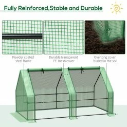 Outsunny 3 ft. W x 6 ft. D Green Mini portable Greenhouse with Large Zipper Doors and Water/UV PE Cover -Online Orchards store outsunny portable greenhouses 845 204v03gn 1f 1000
