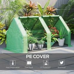 Outsunny 3 ft. W x 6 ft. D Green Mini portable Greenhouse with Large Zipper Doors and Water/UV PE Cover -Online Orchards store outsunny portable greenhouses 845 204v03gn 4f 1000