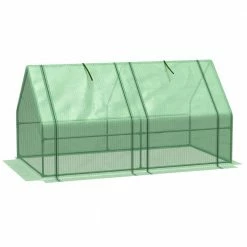 Outsunny 3 ft. W x 6 ft. D Green Mini portable Greenhouse with Large Zipper Doors and Water/UV PE Cover