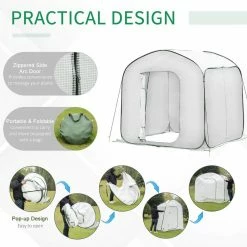 Outsunny 7 ft. x 7 ft. x 7 ft. Polyethylene White Portable Greenhouse with Arc Door and Carry Bag -Online Orchards store outsunny portable greenhouses 845 406 44 1000
