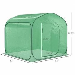 Outsunny 7 ft. W x 7 ft. D x 6 ft. H Steel Green Portable Pop Up Greenhouse with Side Door and Portable Zipper Bag -Online Orchards store outsunny portable greenhouses 845 406gn 4f 1000