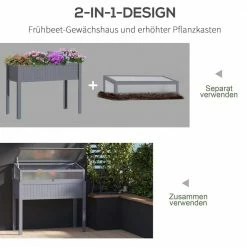 Outsunny 2-in-1 21.25 in. W x 47.25 in. D Grey Wooden Cold Frame Greenhouse with Elevated Garden Box 9 Outsunny 2-in-1 21.25 in. W x 47.25 in. D Grey Wooden Cold Frame Greenhouse with Elevated Garden Box -Online Orchards store outsunny portable greenhouses 845 655gy 4f 1000