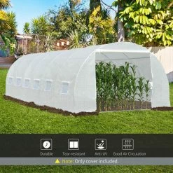 Outsunny 236.25 in. x 118 in. x 78.75 in. White Replacement Greenhouse Cover Tarp with 12 Windows and Zipper Door -Online Orchards store white outsunny greenhouse supplies 845 382wt 44 1000