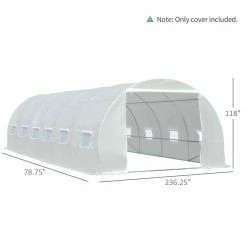 Outsunny 236.25 in. x 118 in. x 78.75 in. White Replacement Greenhouse Cover Tarp with 12 Windows and Zipper Door -Online Orchards store white outsunny greenhouse supplies 845 382wt fa 1000