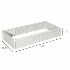 Outsunny 24.75 in. W x 48.5 in. D x 8.25 in. H White Plastic Raise Garden Bed Kit -Online Orchards store white outsunny raised planter boxes 845 549wt 4f 1000