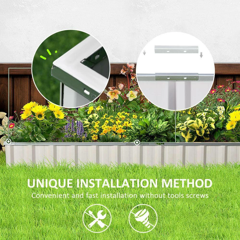 Outsunny White Metal Raised Garden Bed, DIY Large Steel Planter Box 4 Outsunny White Metal Raised Garden Bed, DIY Large Steel Planter Box - Image 4