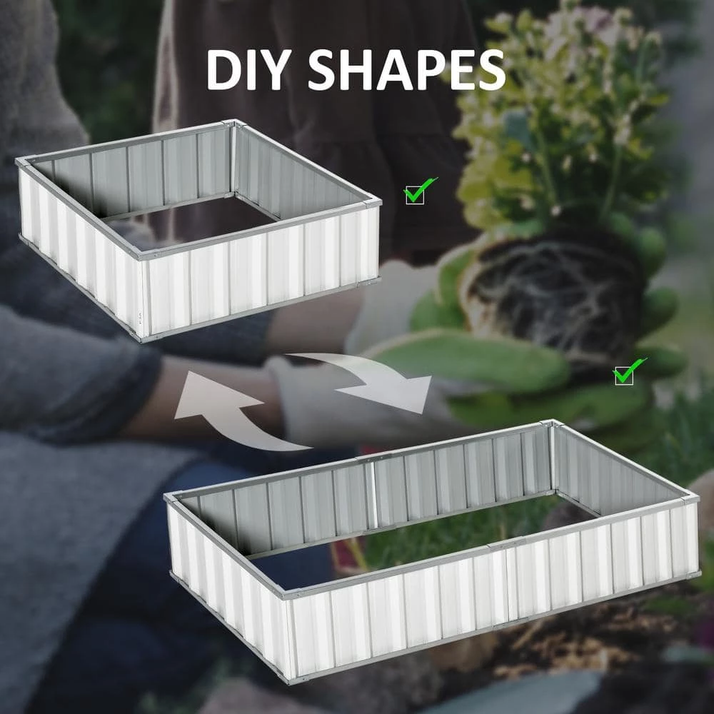 Outsunny White Metal Raised Garden Bed, DIY Large Steel Planter Box 5 Outsunny White Metal Raised Garden Bed, DIY Large Steel Planter Box - Image 5