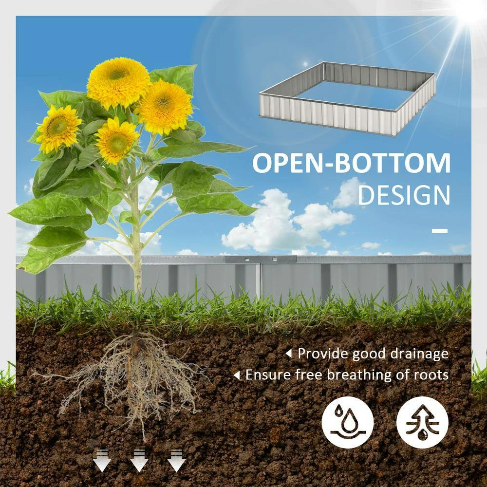 Outsunny White Metal Raised Garden Bed, DIY Large Steel Planter Box 3 Outsunny White Metal Raised Garden Bed, DIY Large Steel Planter Box - Image 3
