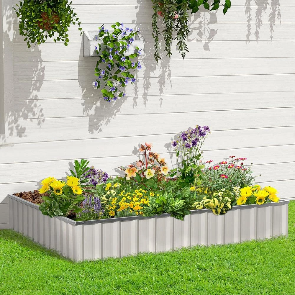 Outsunny White Metal Raised Garden Bed, DIY Large Steel Planter Box 2 Outsunny White Metal Raised Garden Bed, DIY Large Steel Planter Box - Image 2