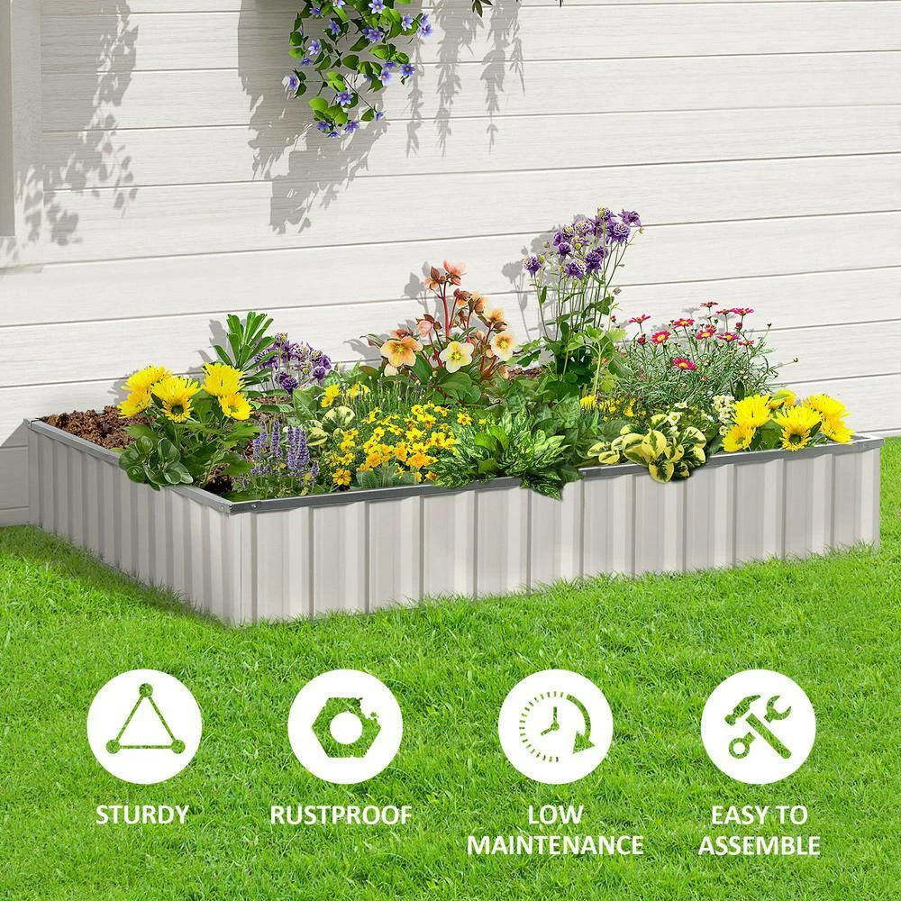 Outsunny White Metal Raised Garden Bed, DIY Large Steel Planter Box 6 Outsunny White Metal Raised Garden Bed, DIY Large Steel Planter Box - Image 6