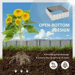 Outsunny White Metal Raised Garden Bed, Steel Planter Box -Online Orchards store white outsunny raised planter boxes 845 662cw 1f 1000