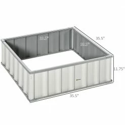 Outsunny White Metal Raised Garden Bed, Steel Planter Box -Online Orchards store white outsunny raised planter boxes 845 662cw 4f 1000