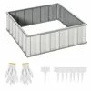 Outsunny White Metal Raised Garden Bed, Steel Planter Box