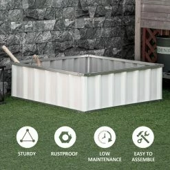 Outsunny White Metal Raised Garden Bed, Steel Planter Box -Online Orchards store white outsunny raised planter boxes 845 662cw fa 1000